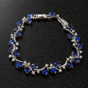 Something Blue Leaves on a Vine Tennis Bracelet, Sapphire Blue Stones
